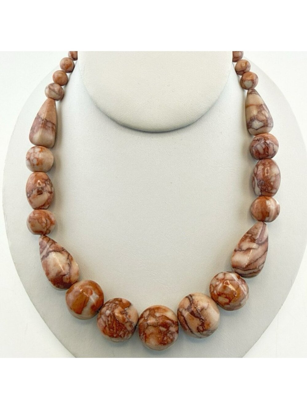 Jay King Necklace Jasper Pink Mauve Picasso Stone Beaded Sterling Silver 925 HSN